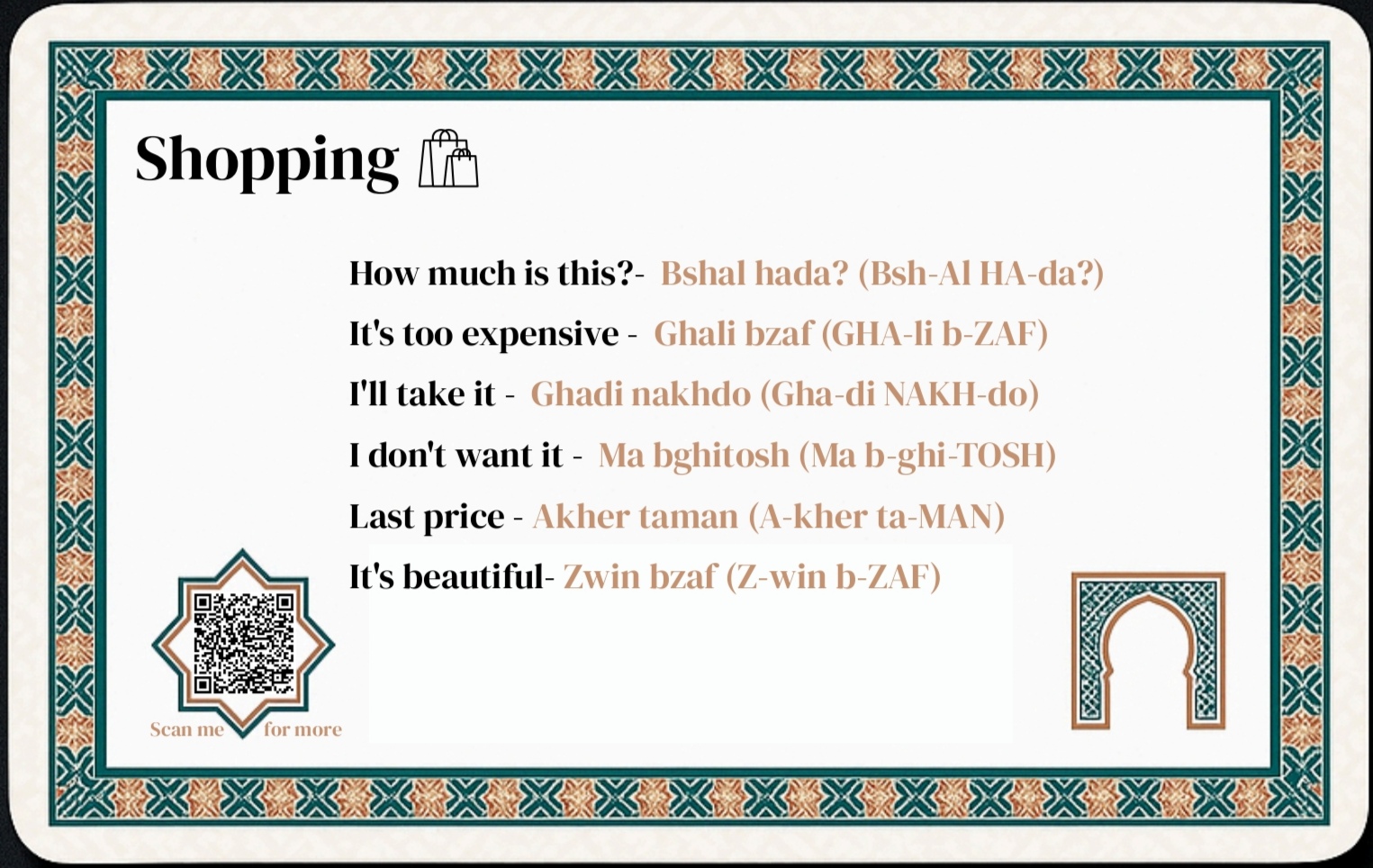 Numbers Darija card