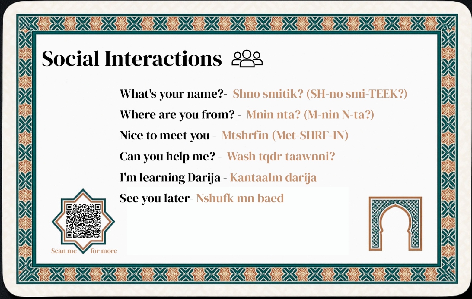 Social Interaction Darija card